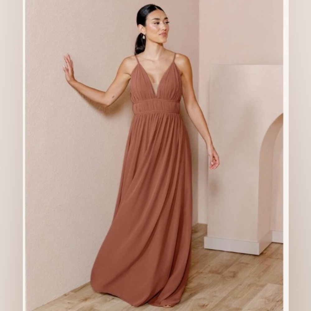 Revelry Dress 6 Alma Chiffon Maxi Gown Formal Cinnamon Rose Wedding Bridesmaid